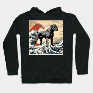 Vintage Cane Corso Dog Mom in the The Great Wave Surfing Retro Cane Corso Hoodie